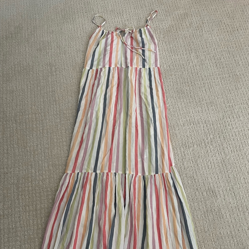 Rainbow striped maxi summer dress